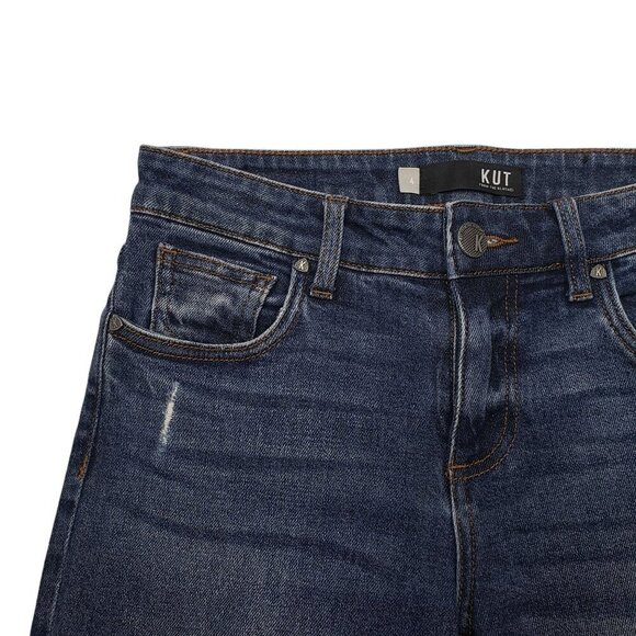 Kut from the Kloth Reese Ankle Straight Jeans Womens 4 Distressed Fray Hem Mid R - Picture 3 of 12